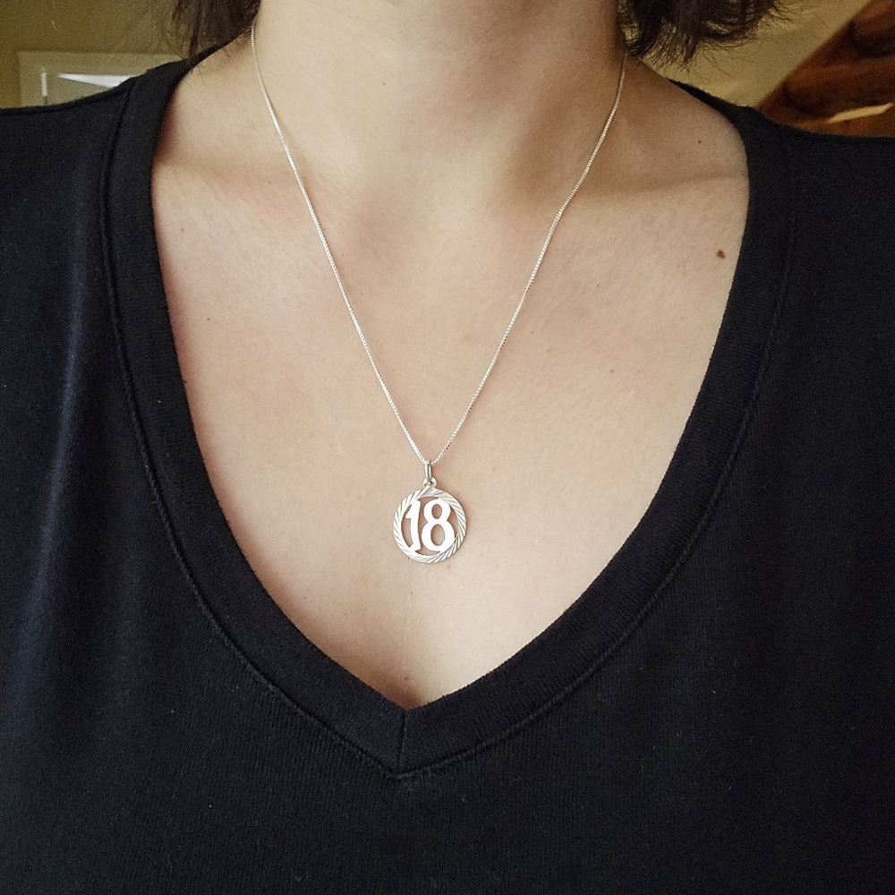 Vintage 925 Sterling Silver "18" Birthday Necklace